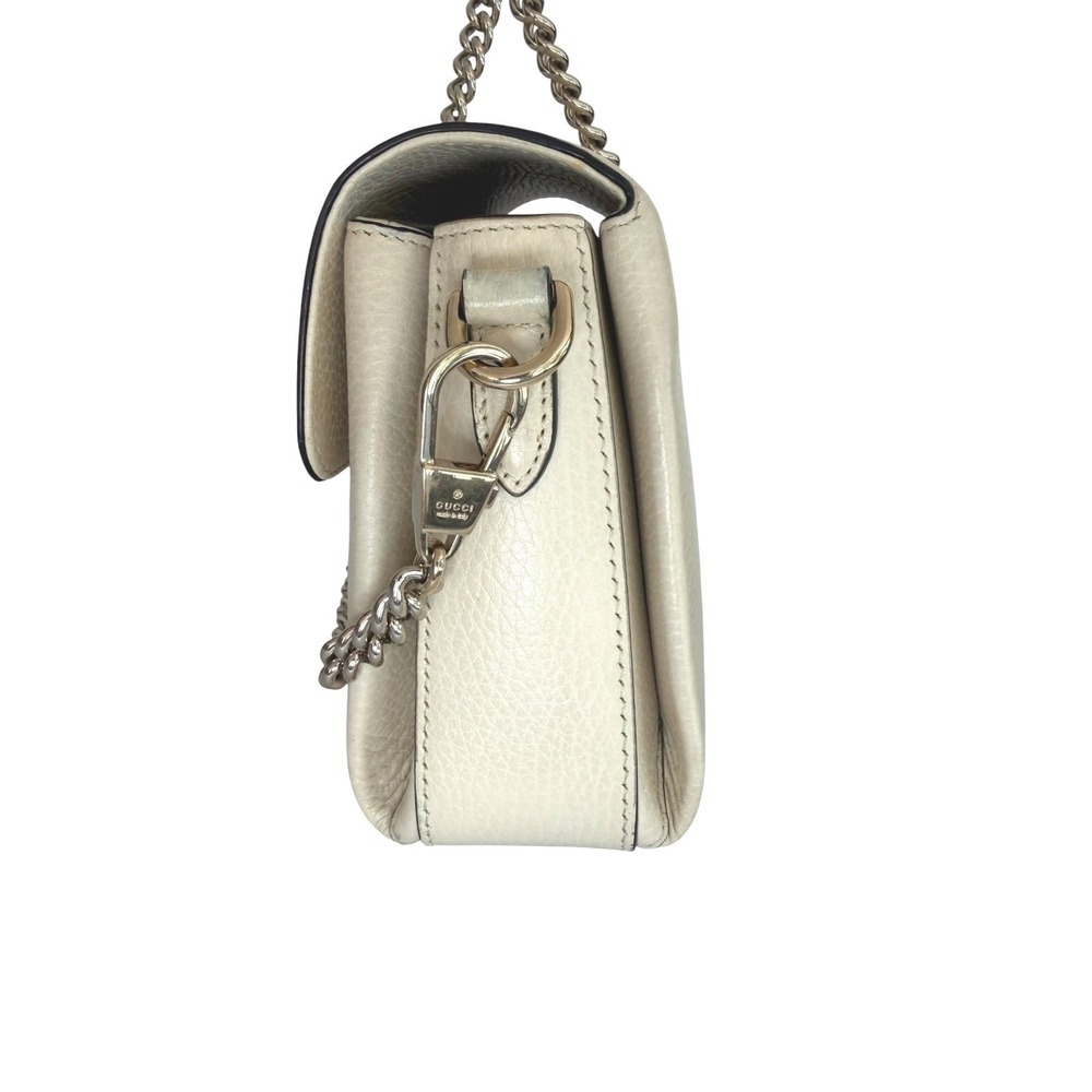 Gucci Interlocking G Dollar Calfskin Chain Crossbody Bag Cream White Dust Bag - Picture 4 of 14
